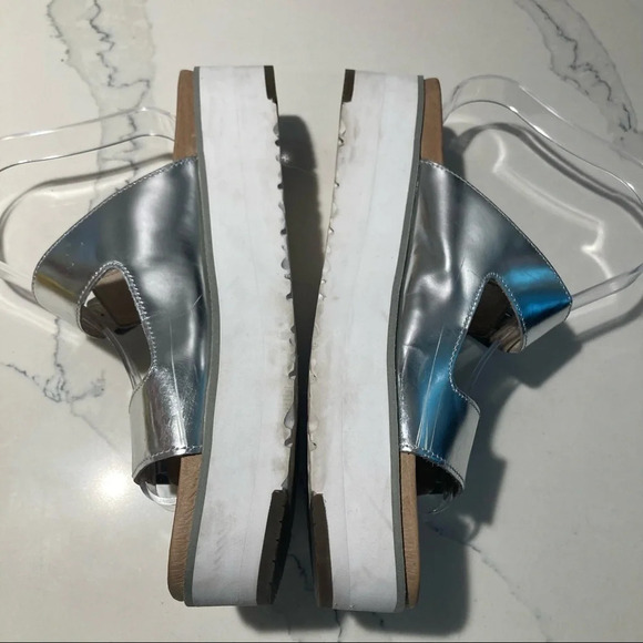 UGG  SZ 10 Ardyne Chunky Platform Silver Buckle Slip On Flip Flop Sandals - Picture 3 of 12